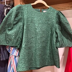 Beautiful green blouse from Tuckernuck. Puff sleeve and nice material.